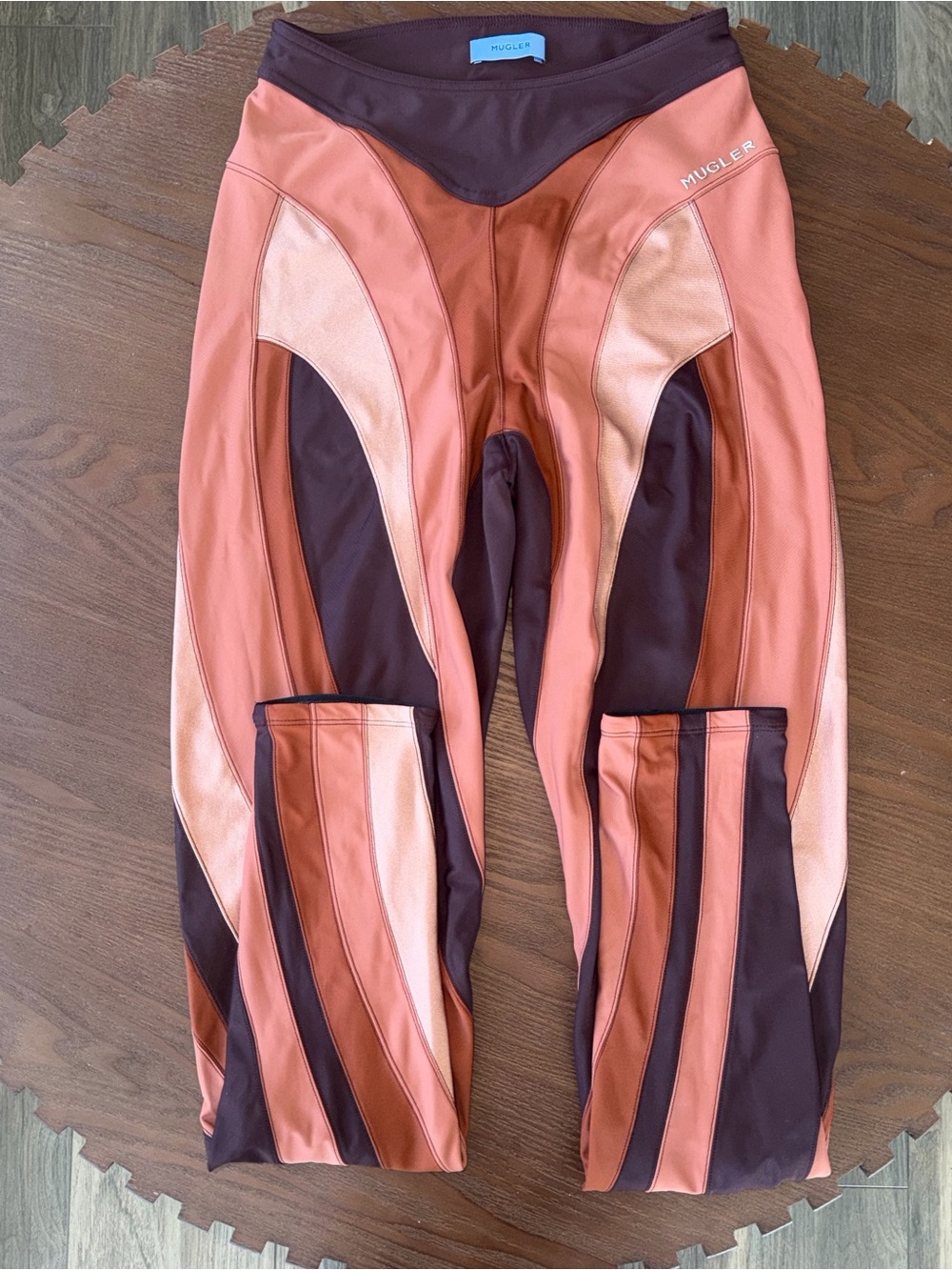 Mugler Rust, Brown & Blush Paneled Sculpting Leggings